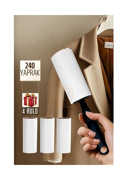 Turk Tüy Alıcı Rulo Tüy Toplayıcı 240 Yaprak 4 Top