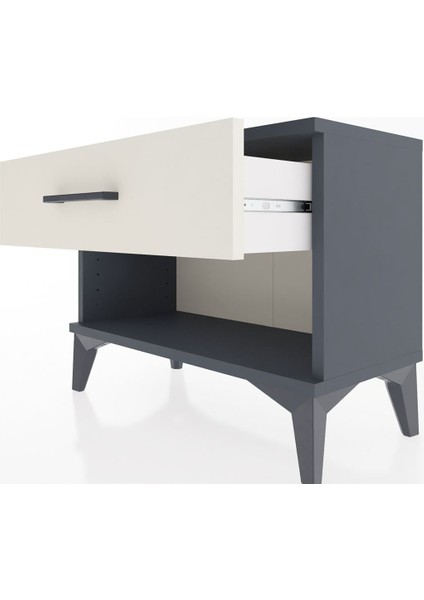 Arges Komodin Tek Çekmeceli 60X30X48 Antrasit-Aytaşı indirimleri