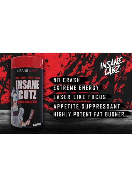 Insane Cutz Intense Cuts Fat Burner Men Women Thermogenic Weight Loss Appetite 45 Caps