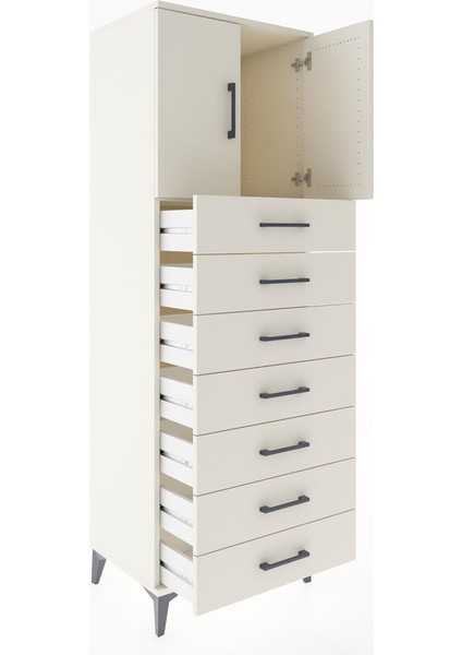 Hyperion Dolap Tek Raflı 7 Çekmeceli 2 Kapaklı 60X44X182 Aytaşı-Aytaşı fırsatları