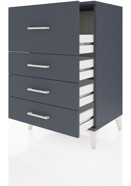 Hyperion Komodin 4 Çekmeceli 60X44X96 Antrasit-Antrasit fırsatları