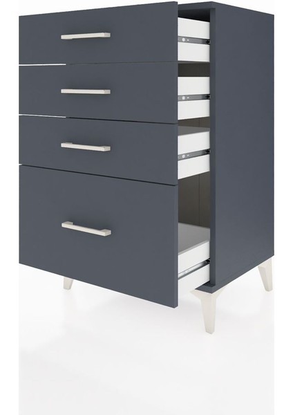 Hyperion Komodin 4 Çekmeceli 60X44X96 Antrasit-Antrasit fırsatları