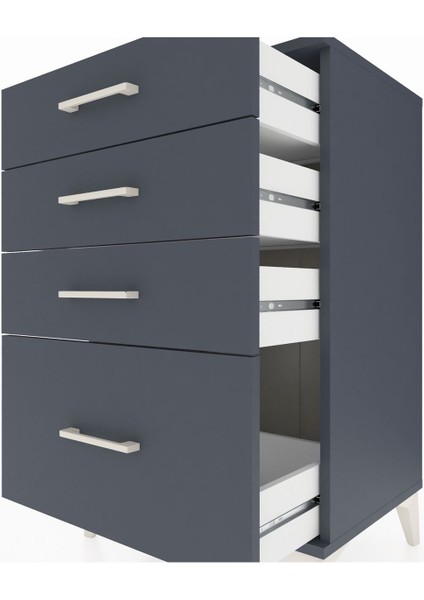 Hyperion Komodin 4 Çekmeceli 60X44X96 Antrasit-Antrasit indirimleri