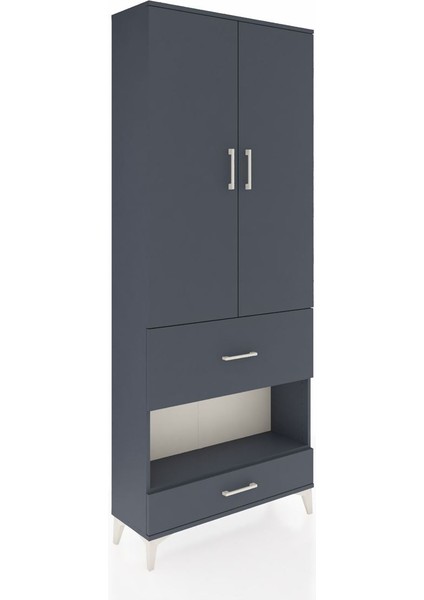 Arges Dolap 3 Raflı 2 Çekmeceli Tek Askılı 88X30X221 Antrasit-Antrasit fiyatları