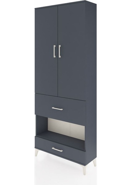 Arges Dolap 3 Raflı 2 Çekmeceli Tek Askılı 88X30X221 Antrasit-Antrasit modelleri
