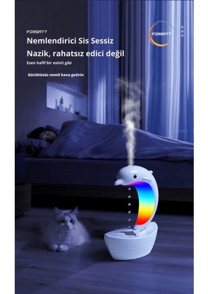 Yunus Balığı Hava Nemlendirici Bluetooth Hoparlör 400ML Damlacıklı Rgb Ledli Gece Lambası Buharlık modelleri