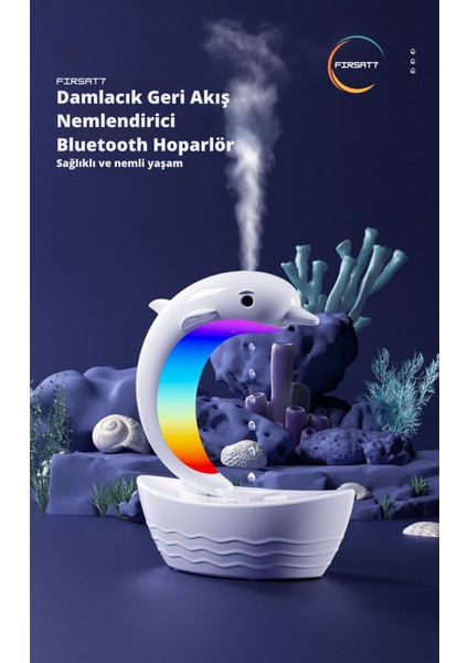 Yunus Balığı Hava Nemlendirici Bluetooth Hoparlör 400ML Damlacıklı Rgb Ledli Gece Lambası Buharlık fırsatları