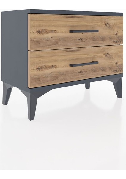 Arges Komodin 2 Çekmeceli 60X30X48 Antrasit-Çam fiyatları