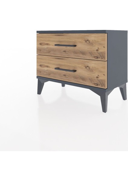 Arges Komodin 2 Çekmeceli 60X30X48 Antrasit-Çam modelleri