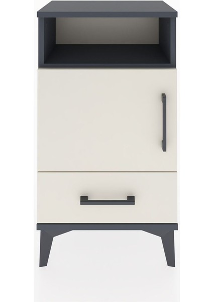 Arges Komodin 3 Raflı Tek Kapaklı 44X30X80 Antrasit-Aytaşı
