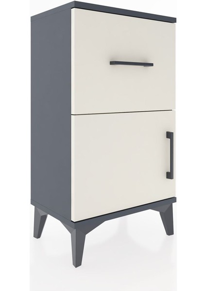 Arges Komodin 3 Raflı Tek Kapaklı 44X30X80 Antrasit-Aytaşı fırsatları