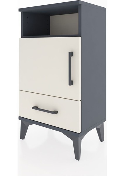 Arges Komodin 3 Raflı Tek Kapaklı 44X30X80 Antrasit-Aytaşı indirimleri