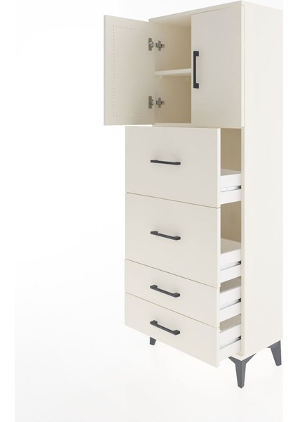 Arges Dolap 2 Raflı 4 Çekmeceli 2 Kapaklı 60X30X163 Aytaşı-Aytaşı fırsatları