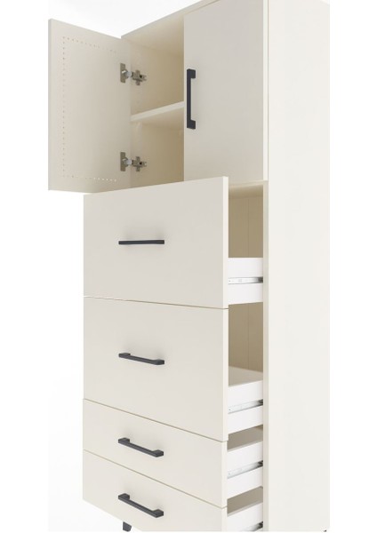 Arges Dolap 2 Raflı 4 Çekmeceli 2 Kapaklı 60X30X163 Aytaşı-Aytaşı indirimleri