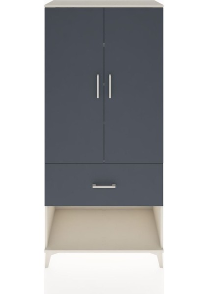 Hyperion Dolap 4 Raflı Tek Çekmeceli 2 Kapaklı 88X44X195 Aytaşı-Antrasit