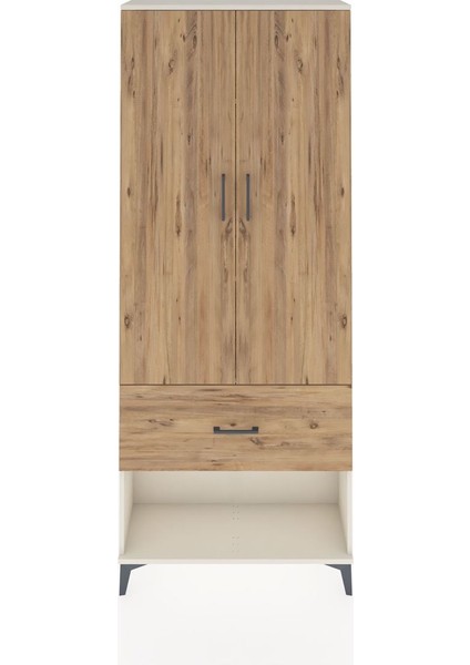 Arges Dolap 3 Raflı Tek Çekmeceli 2 Kapaklı 88X30X221 Aytaşı-Çam