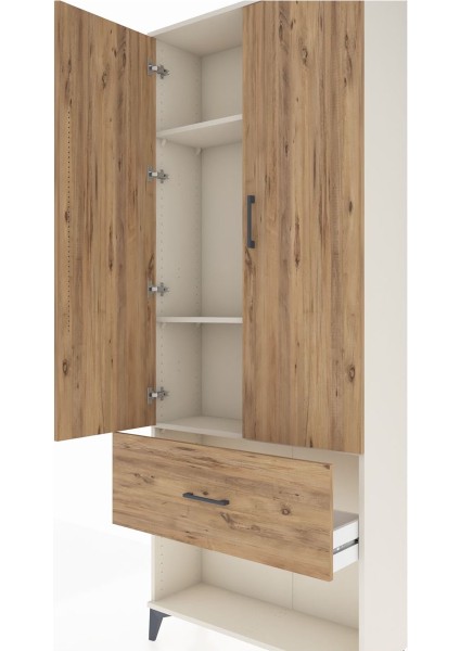 Arges Dolap 3 Raflı Tek Çekmeceli 2 Kapaklı 88X30X221 Aytaşı-Çam indirimleri