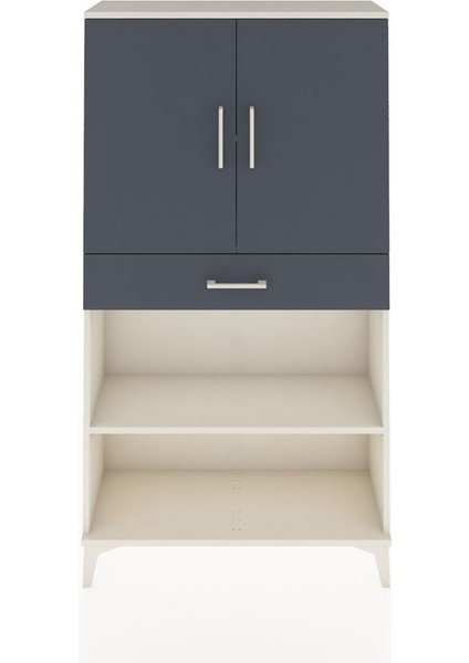 Arges Dolap 3 Raflı Tek Çekmeceli 2 Kapaklı 88X30X163 Aytaşı-Antrasit