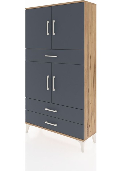 Arges Dolap 4 Raflı 3 Çekmeceli 4 Kapaklı 88X30X163 Çam-Antrasit modelleri