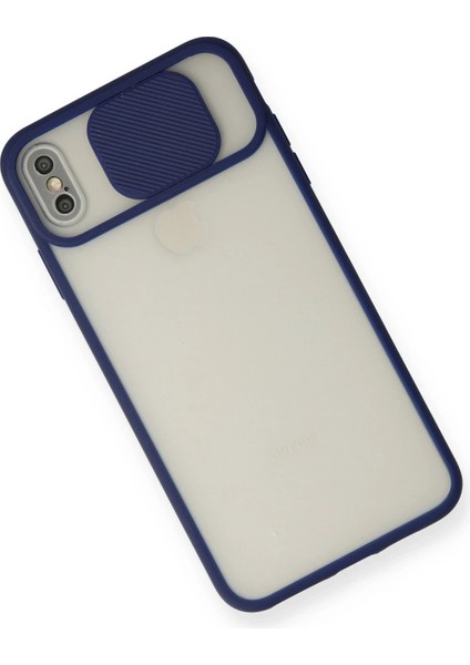 iPhone Xs Max Kılıf Palm Buzlu Kamera Sürgülü Silikon - Lacivert - MKR026997-7505 modelleri