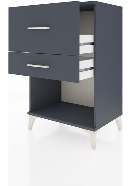 Hyperion Komodin 2 Çekmeceli 60X44X96 Antrasit-Antrasit fırsatları