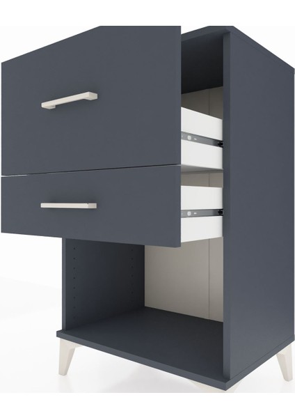 Hyperion Komodin 2 Çekmeceli 60X44X96 Antrasit-Antrasit indirimleri