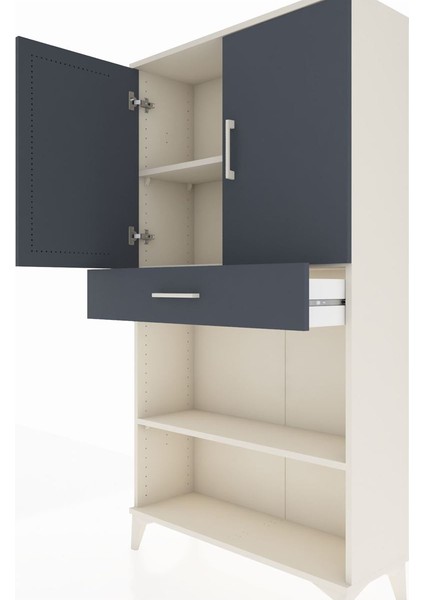 Arges Dolap 3 Raflı Tek Çekmeceli 2 Kapaklı 88X30X163 Aytaşı-Antrasit indirimleri