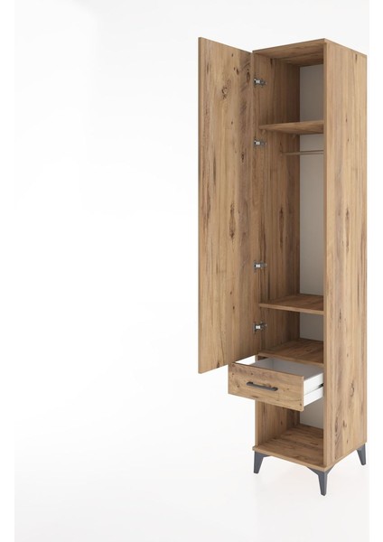 Hyperion Dolap 3 Raflı Tek Çekmeceli Tek Askılı 44X44X221 Çam-Çam fırsatları