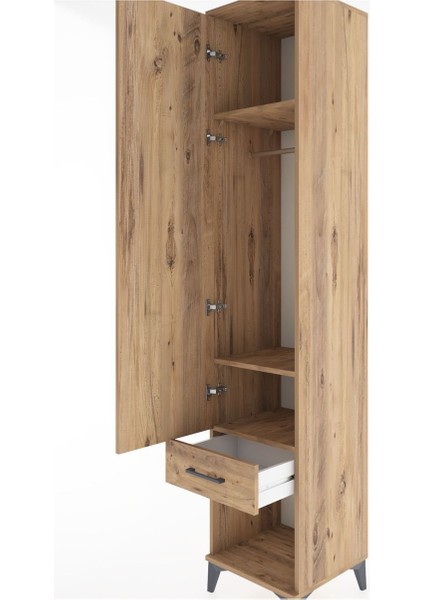 Hyperion Dolap 3 Raflı Tek Çekmeceli Tek Askılı 44X44X221 Çam-Çam indirimleri