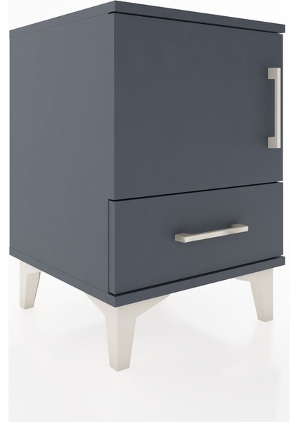 Hyperion Komodin Tek Raflı Tek Çekmeceli Tek Kapaklı 44X44X64 Antrasit-Antrasit fiyatları