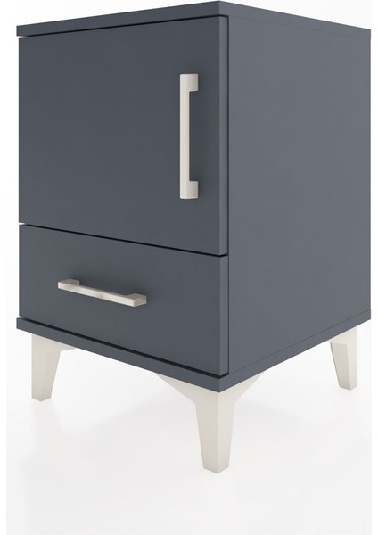 Hyperion Komodin Tek Raflı Tek Çekmeceli Tek Kapaklı 44X44X64 Antrasit-Antrasit modelleri