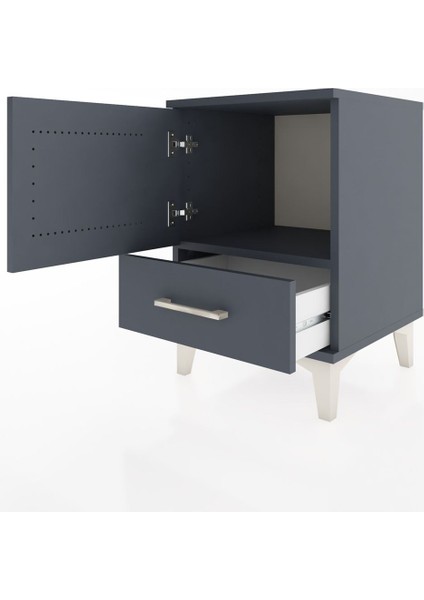 Hyperion Komodin Tek Raflı Tek Çekmeceli Tek Kapaklı 44X44X64 Antrasit-Antrasit fırsatları