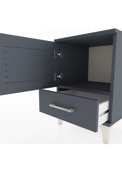 Hyperion Komodin Tek Raflı Tek Çekmeceli Tek Kapaklı 44X44X64 Antrasit-Antrasit indirimleri