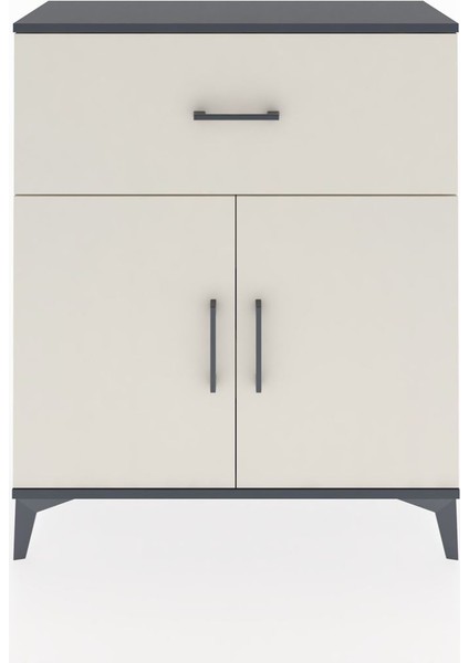 Arges Şifonyer Tek Raflı Tek Çekmeceli 2 Kapaklı 88X30X106 Antrasit-Aytaşı