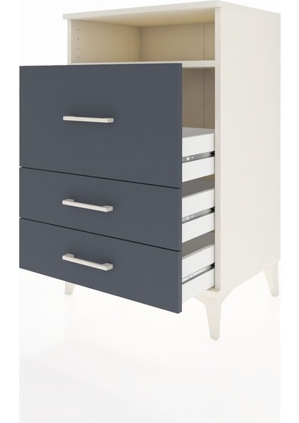 Hyperion Komodin Tek Raflı 3 Çekmeceli 60X44X96 Aytaşı-Antrasit fırsatları