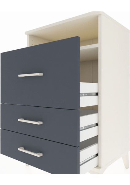 Hyperion Komodin Tek Raflı 3 Çekmeceli 60X44X96 Aytaşı-Antrasit indirimleri