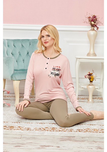 Bayan Uzun Kollu Pijama Takımı Model No 7607