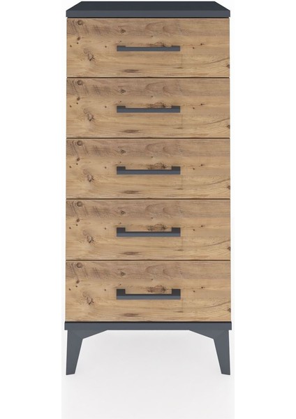 Arges Komodin 5 Çekmeceli 44X30X96 Antrasit-Çam