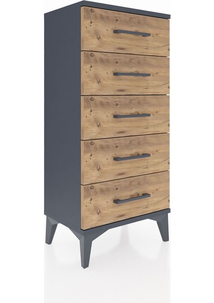 Arges Komodin 5 Çekmeceli 44X30X96 Antrasit-Çam fiyatları