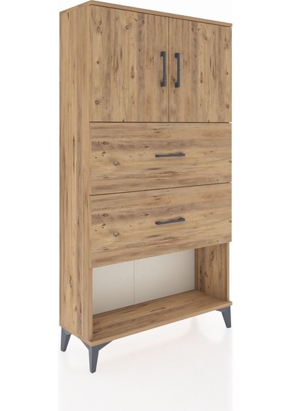Arges Dolap 2 Raflı 2 Çekmeceli 2 Kapaklı 88X30X163 Çam-Antrasit fiyatları