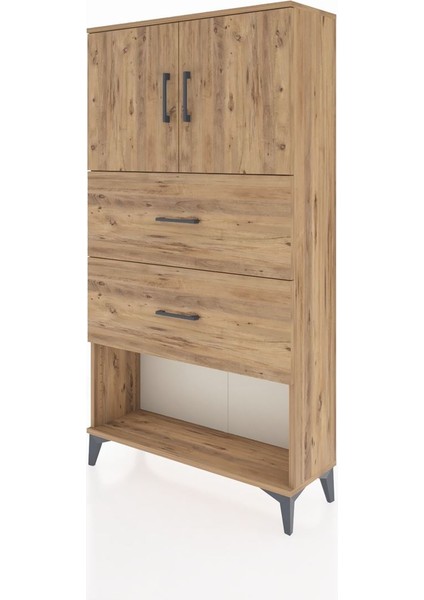 Arges Dolap 2 Raflı 2 Çekmeceli 2 Kapaklı 88X30X163 Çam-Antrasit modelleri