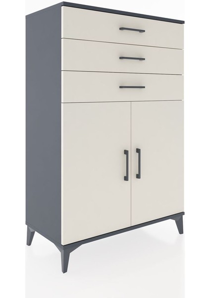 Hyperion Dolap Tek Raflı 3 Çekmeceli 2 Kapaklı 88X44X134 Antrasit-Aytaşı fiyatları