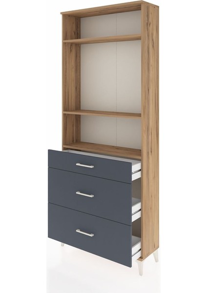 Arges Dolap 3 Raflı 3 Çekmeceli 88X30X221 Çam-Antrasit fırsatları