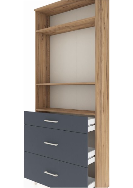 Arges Dolap 3 Raflı 3 Çekmeceli 88X30X221 Çam-Antrasit indirimleri