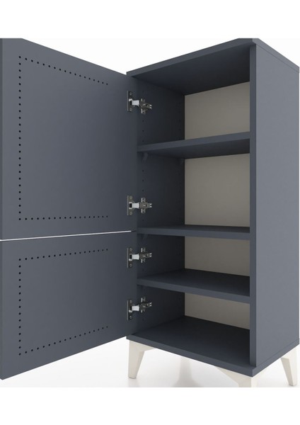 Arges Komodin 3 Raflı 2 Kapaklı 44X30X96 Antrasit-Antrasit indirimleri