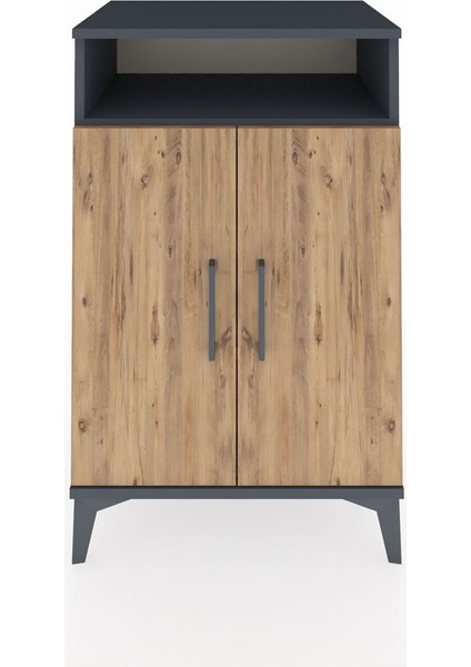 Hyperion Komodin 3 Raflı 2 Kapaklı 60X44X96 Antrasit-Çam