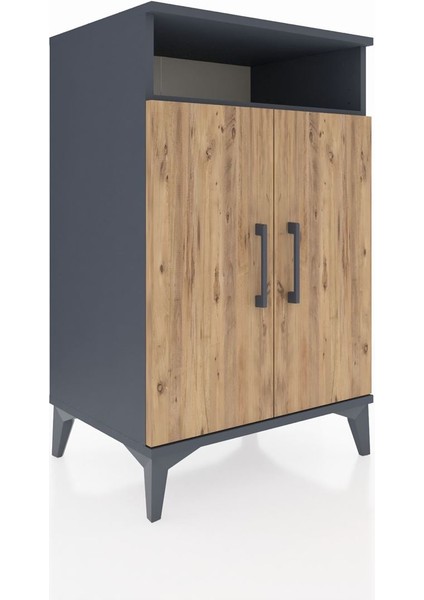 Hyperion Komodin 3 Raflı 2 Kapaklı 60X44X96 Antrasit-Çam fiyatları