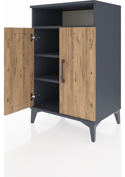 Hyperion Komodin 3 Raflı 2 Kapaklı 60X44X96 Antrasit-Çam fırsatları