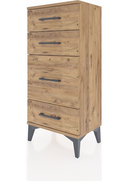 Arges Komodin 4 Çekmeceli 44X30X96 Çam-Çam modelleri