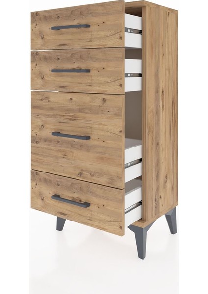 Arges Komodin 4 Çekmeceli 44X30X96 Çam-Çam fırsatları